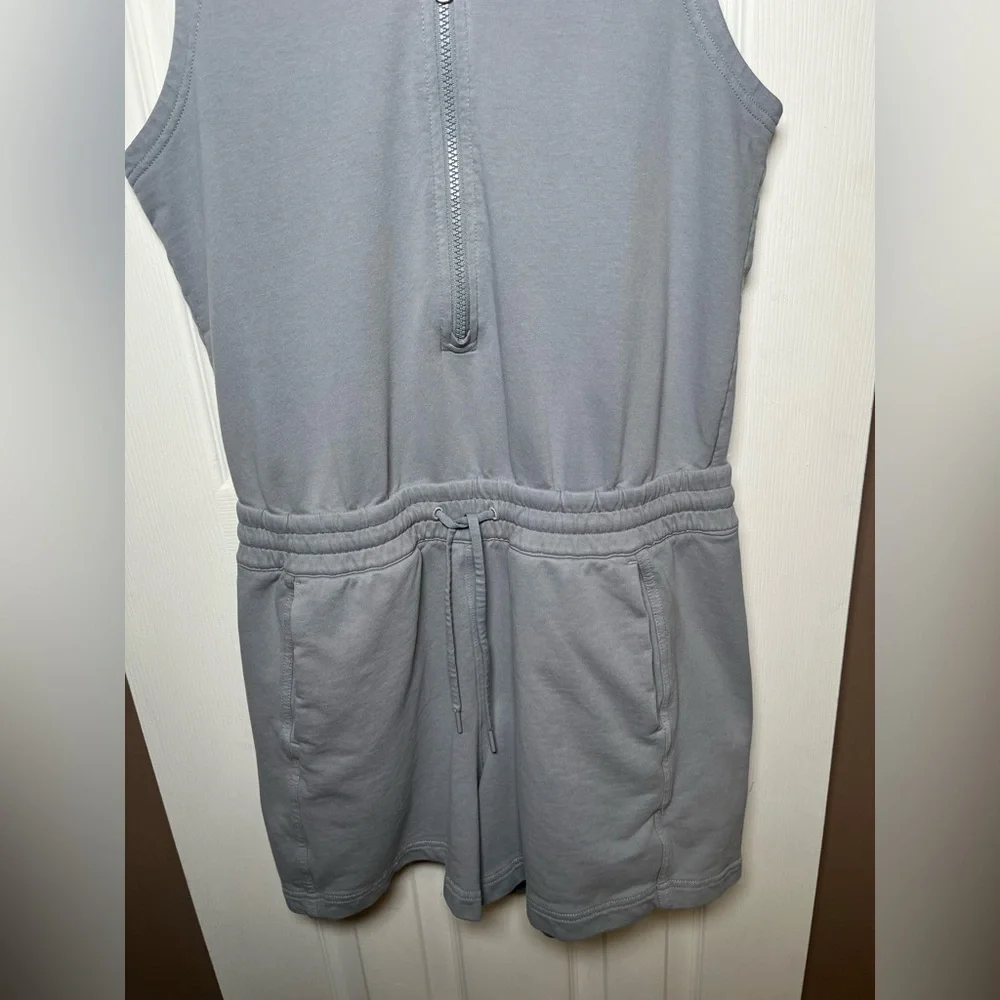 Athleta Women's M Gray Retroterry Romper Pockets Terry Knit Cotton - Picture 6 of 17